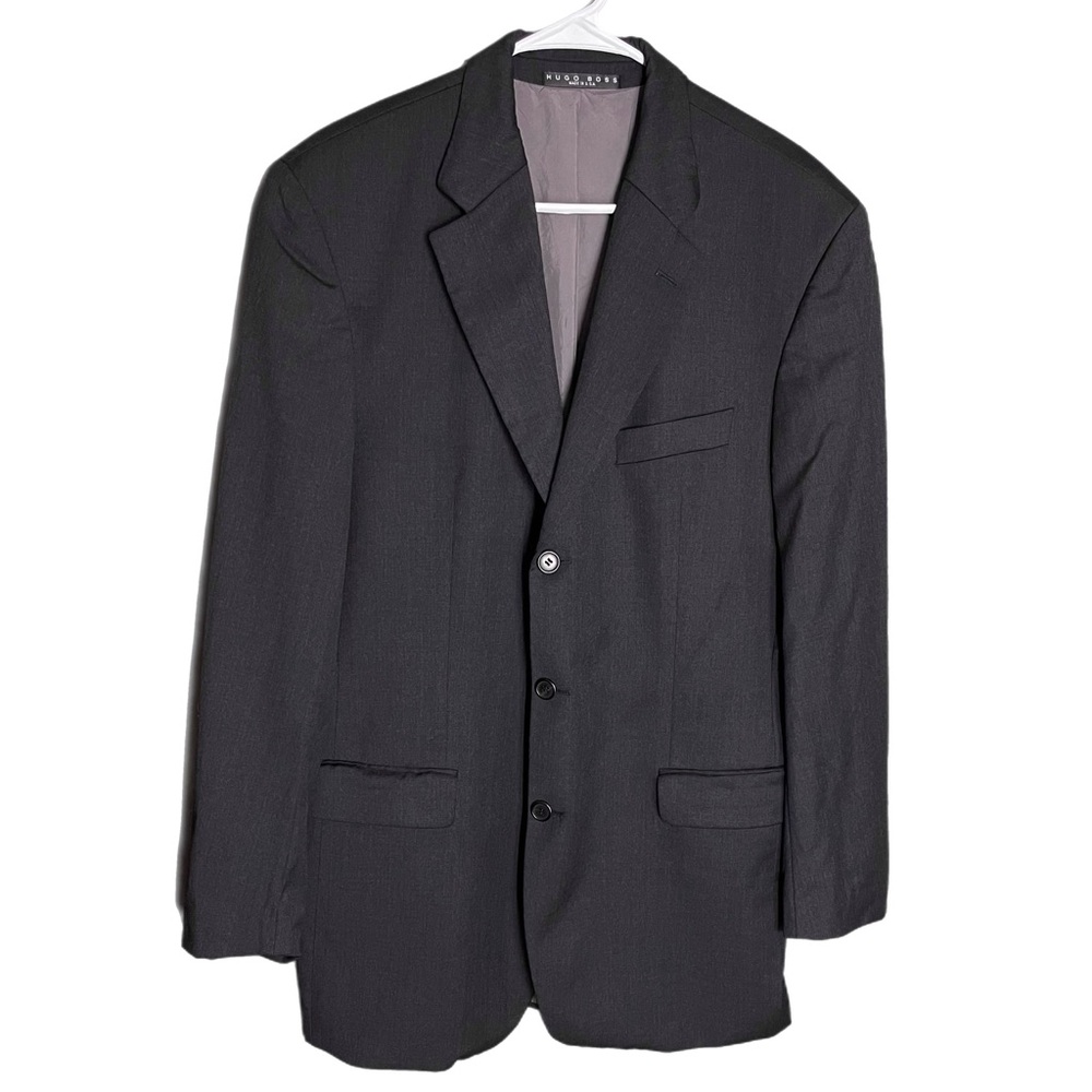 Hugo Boss Super 100 Angelico/ Lucca Men’s Blazer Suit Jacket Dark Gray Size 44L